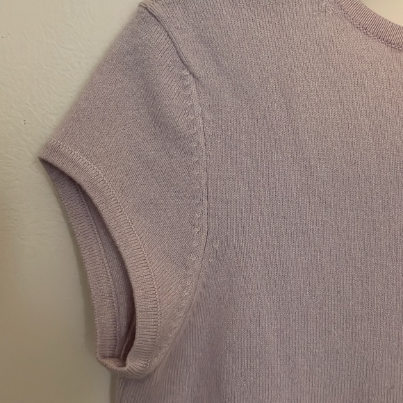 Michael Kors 100% Cashmere Short Sleeve Sweater Large L Lavender Violet EUC Top - Picture 4 of 14